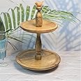CULTURWAY Mango Wooden 2 Tier Cake and Cupcake Stand for Birthdays/Wedding Party Cake Cutting Decoration, Dessert Holder/Stand in Brown Color ( 25 x 25 x 38 cms )