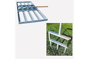 SattesGrün Rasenpflege Set bestehend aus Aerifizierer und 75cm x 35cm Rasenrakel |Rasenbelüfter Flächenebner Aerifiziergabel Vertikutierer Rasen sanden
