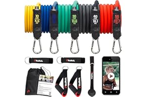 ‎RED RAB Red Rab Resistance Bands - Fitnessbänder Set für Zuhause - Trainingsbänder mit Griff - Widerstandsbänder Krafttraining, Calisthenics, Pilates Zubehör - Expander Fitness Bänder Home Gym Equipment