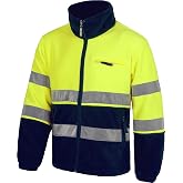 Work Team Two-Tone Fleece Zipper Closure, 2 Reflective Tapes on Chest, Back and Sleeves