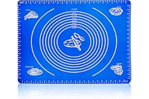 Belmalia Grande Tapis de Pâtisserie, de Cuisson, de Rolleau Résistant à la Chaleur, Silicone pour Votre Pizza, Pâte, Fondant, Cuisine 50x40cm Bleu Foncé