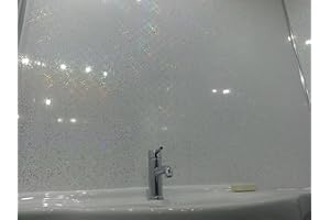 BCS PANELS 10 White Sparkle Diamond Effect PVC Bathroom Cladding Shower Wall Panels