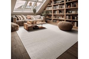 Paco Home Alfombra Exterior Interior Balcón Terraza Alfombra Cocina Monocolor Jaspeado, tamaño:120x160 cm, Color:Marfil