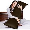MY ARMOR Microfibre Body Side Pillow for Sleeping for Pregnancy, 53"x16" Inches, Long Cuddle Pillow for Hugging, Relaxing, Washable, Premium Velvet Outer Cover with Zip (Brown)