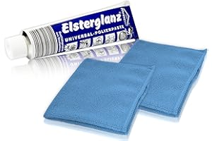 Helmecke & Hoffmann * Elsterglanz Universal-Polierpaste für Metalle XXL-Tube 150 ml + Zwei Mikrofaser-Tücher | Das Original aus Deutschland