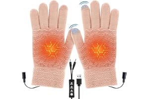 Coikes USB Heated Gloves for Men and Women Touchscreen Electric Heated Gloves 3 Levels Adjustable Temperature Knitted Heating Warm Laptop Glove for Indoor Outdoor Cycling Typing