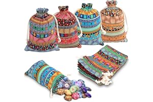 PuretéavHom 20 Pezzi Sacchi di Juta con Coulisse 13x18cm Sacchetti Juta Bomboniere Sacchetti Confetti Matrimonio Riutilizzabili Stile Etnico per Feste Gioielli Sacchetti Portaconfetti Laurea Natale