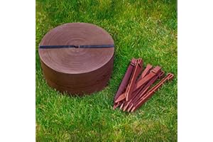 UNIGARDIA Flexible Lawn Edging 10 m with 20 Securing Pegs - Height 13 cm, Thickness 3 mm - Plastic Grass Border & Flower Bed Garden Edging - Easy to use, UV resistant, Brown with Wooden Design