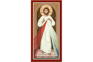 Monastery Icons Divine Mercy Icon of Christ Mounted Plaque Icon Reproduction
