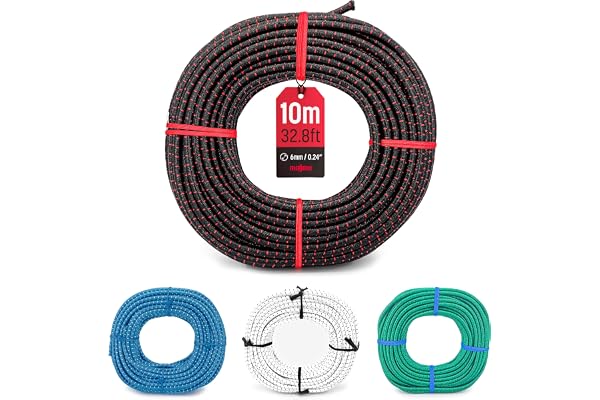 MAGMA Rouleau de Corde Elastique | Diamètre 6 mm - Sport Nautique, Survie, Voile, Bateau, Camping, Bâche | pour Intérieur et Extérieur: Randonnée, Bivouac, Jardin (25, Noir)