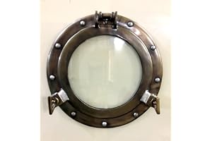 Nagina International Medeltida repliker 28 cm antik kanal båt hyttvin fönster fartyg runt glas väggdekor hyttvål
