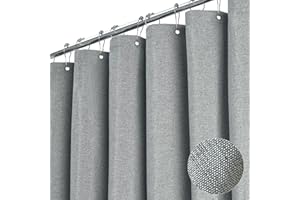 BTTN Duschvorhang Stoff Grau 180x200 cm, Leinen Textur Anti-Schimmel Waschbare Textil Duschvorhang mit 12 Haken, Moderne wasserabweisend Gewichteten Saum Deko Ployester Duschvorhänge für Badewanne