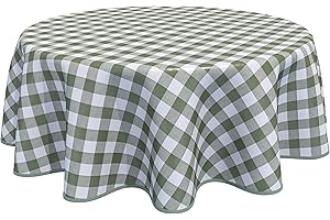 Home Direct Okrągły obrus ceratowy PCW, zmywalny, obrus w kratkę w kratkę 160 cm, szałwiowa zieleń