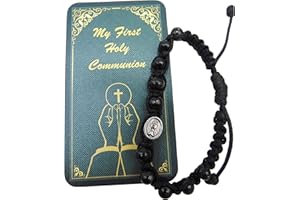 Westmon Works Boys First Communion Bracelet Set with Wooden Beads and Metal Chalice Charm Fashion Catholic Jewelry Accessory Includes Holy Card, One Size, No Gemstone
