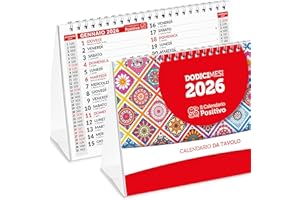 IL CALENDARIO POSITIVO Calendario da Tavolo 2026 Positivo | In Carta Ecosostenibile NON Patinata - Ideale per segnare Appuntamenti ed Impegni | Calendario da Scrivania Ufficio | Cm 21x15 | 28 Facciate con Mesi Doppi