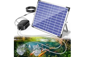 Biling 15 W Aeratore Laghetto Solare, Pompa ad Aria Solare Ossigenata con 4400mAh Batteria, Batteria Indicatore Carica, 4 Pietre Porose Tubo da 4 m, Aerazione di Laghetti da Giardino, Acquari, Pesca