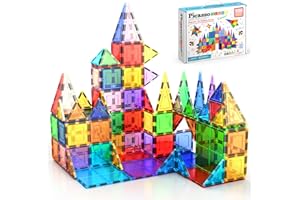 PicassoTiles 100 Piece Magnetic Playboards Tiles Set Magnet Toys for Toddlers STEM Building Blocks Sensory Creative Kids Manipulative Preschool Learning Construction Toy Ages 3+ Boys Girls - PT100