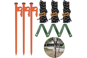 NACETURE Tree Stake Kit – Heavy Duty Tree Stakes And Supports For Leaning Trees – Metal Stake For Straightening Kit with 3 Set Tree Stakes, For Staking and 13.12 Feet Tree Rope (Tree Stake 3 Pack)