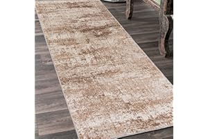 ‎MAZOVIA Mazovia Teppich Läufer Flur - Modern Teppichläufer – Kurzflor, Weich - für Vorzimmer Eingangsbereich Schlafzimmer Küche Korridor - Abstrakt Muster - 60 cm Breite - Beige Creme 60 x 150 cm