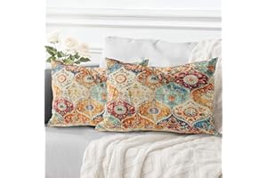 ECZOIL - Juego de 2 fundas de cojín (40 x 60 cm), diseño boho étnico vintage de sofá, funda de almohada suave para casa, salón, dormitorio, sofá, bohemio, art deco, color marrón