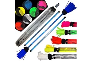 FLAMES N GAMES DEVILSTICKS & FLOWERSTICKS Flames 'N Games Profi CAMO Flowerstick Set (Tarnung Design) mit 2mm Silikonbeschichtung und Camo Hölzern Handstäbe + Reisetasche Blumenstock Set mit Super Starke Fiberglaskern (Blau)