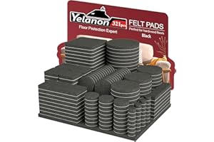 Yelanon Felt Furniture Pads -321 Pcs Furniture Pads Self Adhesive, Felt Chair Pads, Anti Scratch Floor Protectors for Furniture Feet Chair Legs, Furniture Felt pads for Hardwoods Floors, Black