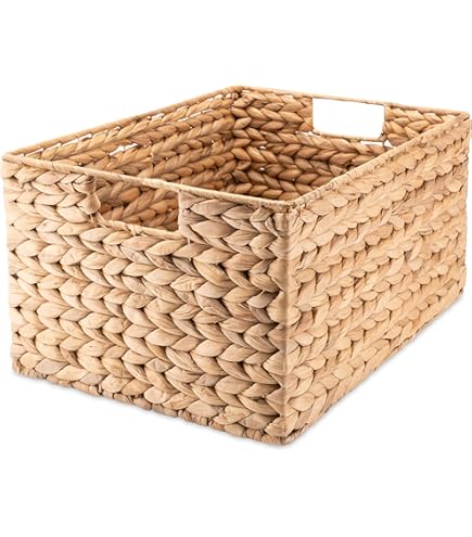 Decorasian Water Hyacinth Woven Paper Tray - Letter Tray For Organising And Organising In The Office Or Kitchen - With Handles