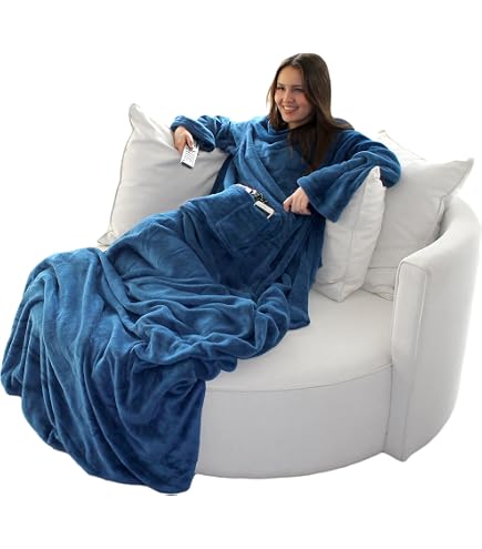 Coperta Microfibra Morbida CelinaTex TV Decke Coperta Soffice Con Maniche Tasche Tasche Per I Piedi Microfibra Pile Coral Coperta 170 X 200 Cm Bianco Crema Coperta Con Tasca Cellulare