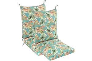 Makimoo Set of 2 Outdoor Dining Chair Cushions, Comfort Patio Garden Seating Cushions, 44 x21x4.5 inch, For Garden Furniture, Verdant Leaf Canopy