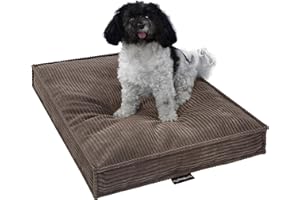 MyBestBuddy Hundekissen Visco braun 80x60 cm L mit POSO-Cord Stoff mit Viscoseschaum und Komfortschaum-Flocken, 40°C waschbar - Hundebett/Haustierbett für mittelgroße Hunde oder Katzen, 80 x 60 cm