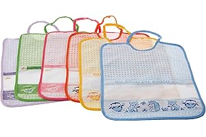 Bubabù - BAV275 - Lot de 6 Bavoirs avec élastique à broder - Amis du Bosque - Grands Bavoirs en éponge - 100% coton - Fabriqué en Italie - 29 x 32 cm