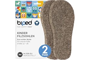 biped 2 Paar Kinder Filz Einlegesohlen aus reiner Wolle - Schuheinlagen aus natürlichem Filz für ein angenehmes Klima im Schuh z2755