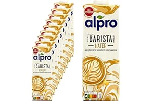 Alpro - Lot de 10 boissons à l'avoine Barista 1 l - Oat avoine 100 % végétale pour faire mousser le café, les shakes et les smoothies