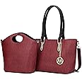 Mia K Collection Tote Shoulder Bag, Satchel Handbag for Women Set PU Leather Top Handle Purse, Gold-Tone Hardware