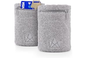 THE FRIENDLY SWEDE Polsini in Spugna con Tasca Zip per Corsa, Tennis e Sport (2 Unità)