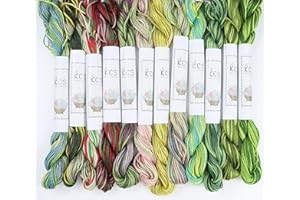 KCS Big skeins of 25 Meters/Skein Size 25 Color Variegated Cross Stitch Stranded Threads,12 skeins,06