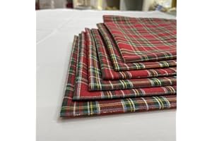 TESSILE & SERVICE SRL T&S SET 6 TOVAGLIOLI STOFFA TARTAN IN STILE SCOZZESE IN COTONE E LUREX - MISURA 45X45 CM - MADE ITALY