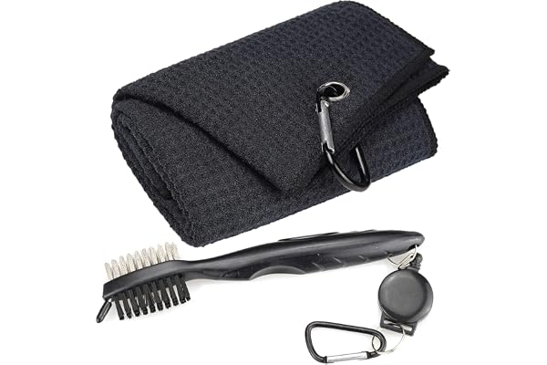 Mile High Life Serviette De Golf Pliable en 3 Tissu Nid d’Abeille avec Brosse Nettoyeur Pic pour Rainures Et Club