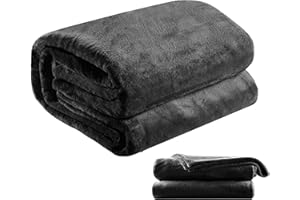 ECOSA Puszysty koc polarowy 150 x 200 cm, koc dzienny, narzuta na sofę, przytulny koc utrzymujący ciepło, koc do mieszkania, 150 xx 200 cm, czarny (Venom Black)