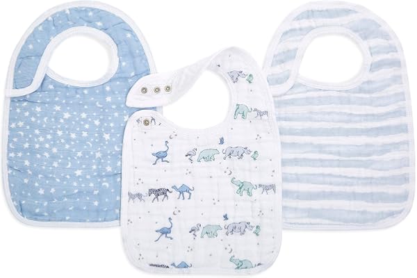 aden + anais Lot de 3 Bavoirs À Bouton-Pression En Mousseline de Coton, Bavoirs Coton Absorbants, Bavoirs d'épaule, Bébé Garçon, Bébé Fille, 23cm x 31cm, 0-36 Mois, Imprimé rising star