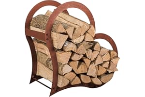 ‎PRIMA TERRA prima terra Kaminholzregal Kaminholzunterstand Brennholzregal Kaminholz Aufbewahrung Regal Herzform Edelrost H=52cm B=54cm