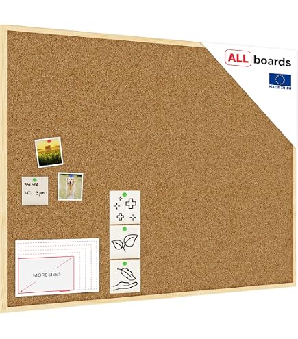 Bacheca in sughero con cornice in legno, bacheca in sughero, materiale di fissaggio e perni a pressione inclusi nella confezione, lavagna fotografica, adatta per uffici, scuole e appartamenti (20 x 30