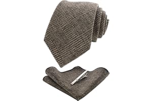 JEMYGINS Cravatta Uomo di Lana in Diversi Colori con Fazzoletto e Fermacravatta