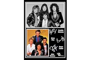 SIGNED BY THE STARS STUNNING QUALITY QUEEN FREDDIE MERCURY, BRIAN MAY, ROGER TAYLOR, JOHN DEACON SIGNED/AUTOGRAPHED PHOTO