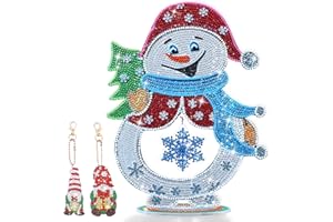 LYLIDIA 5D Diamond Painting Kit Decorazione Natalizia, 8,7X 11,4 Pollici, con 2 Pezzi Diamond Painting Portachiavi + 1 Pezzi Fiocco di Neve Pendant, Strass Ciondolo Full Drill DIY per Christmas