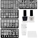 Lifestyle-You Nail Stamping Kit With 5 Rectangular Steel Image Plates Silicone Stamper & Scraper & Stamping Nail Polish