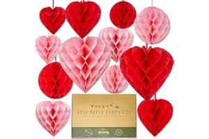 ITSY BITSY PARTY CO Najwyższej jakości dekoracje zaręczynowe wielokrotnego użytku - dekoracje na przyjęcie zaręczynowe, różowe i czerwone wiszące serce dekoracja - romantyczne dekoracje, dekoracje na oświadczyny,