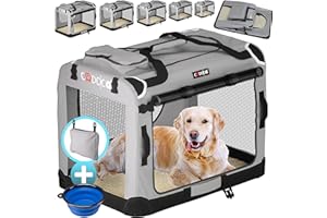 CADOCA® S Dog Crate | 50x34x36cm | Foldable Breathable Car Pet Transport Box | Dog Travel Crate | Robust Pet Vet Holiday Cat Carrier Puppy Kitten Rabbit | Light Grey