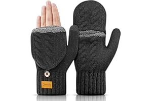 CAOZITOU Handschuhe Herren Damen, Winterhandschuhe Thermo Fingerlos, Winter Warme Touchscreen Strickhandschuhe Outdoor Fingerhandschuhe Weiche