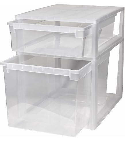 Boîte à Tiroir A4 Transparente - 1 Tiroir Haut - 34.5x26x20 Cm - Empilable - Organisation Bureau